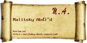 Malitsky Abád névjegykártya